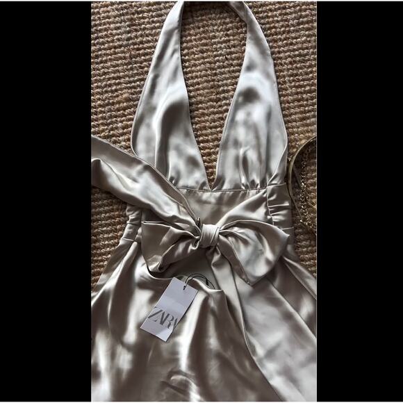 ZARA V-Neckline Short Dress NWT – Taupe Gray – Size L - Picture 16 of 16